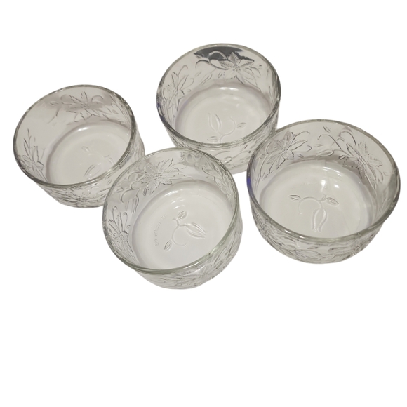 Floral Crystal PH Fantasia poinsettia ramekins clear Set Of 4 - Picture 2 of 8